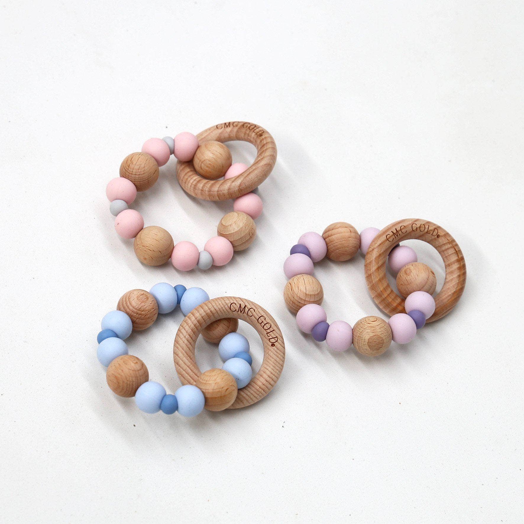 Two-Toned Silicone Teether With Beech Wood Ring