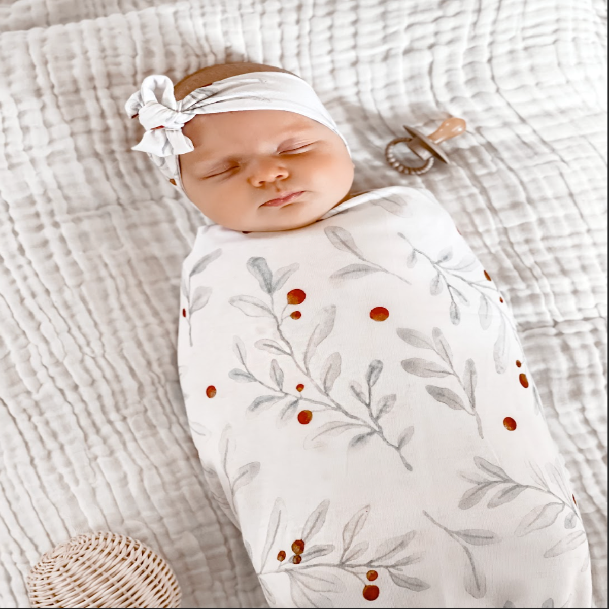 Leafy Dreams Swaddle Set (Beanie, Head Wrap and Swaddle)